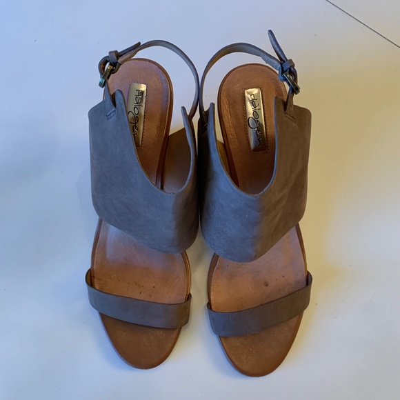 Halogen Clarette Suede Leather Wedge Sandal Brown Size 9 - Picture 7 of 13